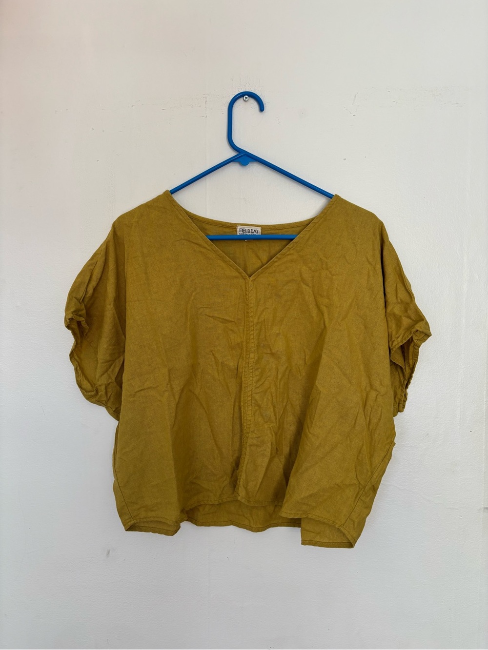 Field Day Dolman Top Mustard Linen 3X